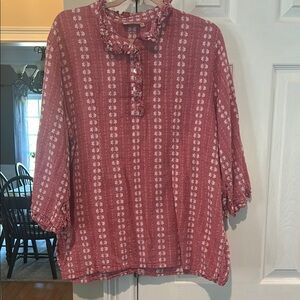 Rungolee Cotton Ruffle Blouse - Pink Floral Design